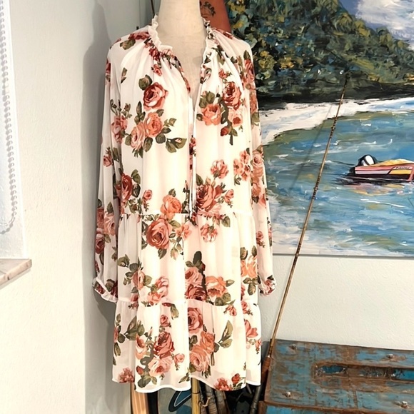 Show Me Your MuMu Dresses & Skirts - HP🎉Show Me Your MuMu,Chiffon Floral Dress, Completely Lined,Execlt Cond,Size XXL